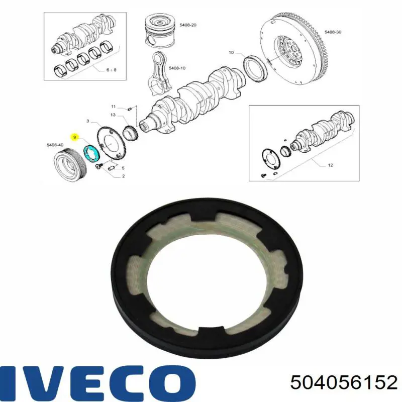 Купити 504056152 Iveco Сальник коленвала передній