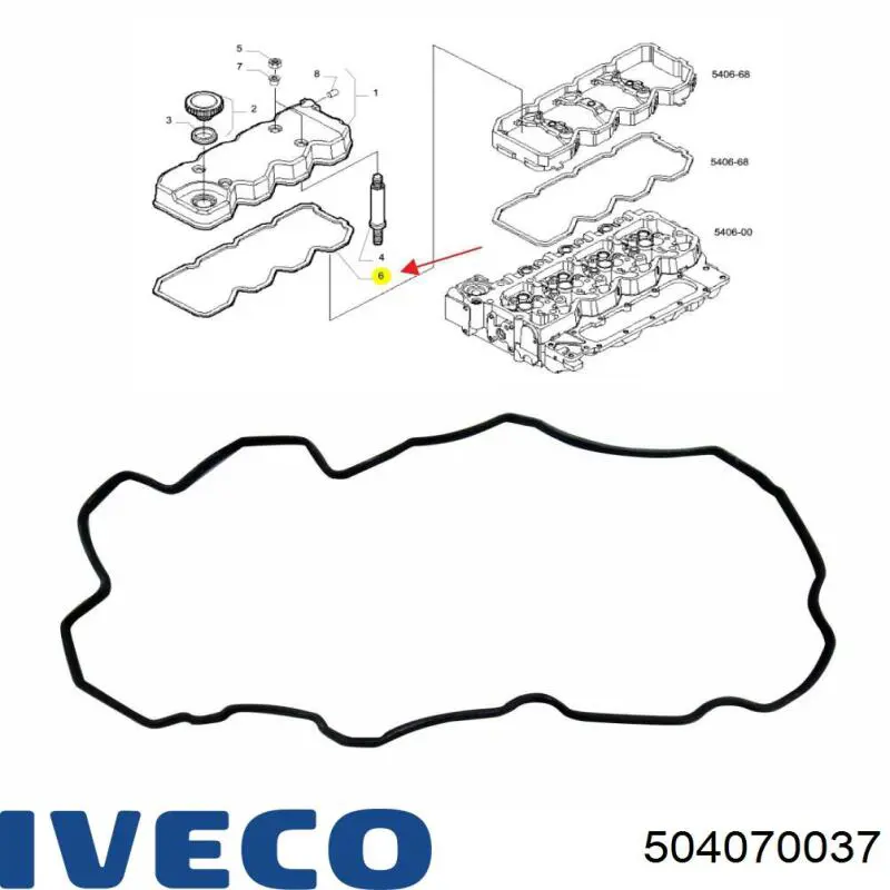504070037 Iveco прокладка клапанної кришки двигуна, комплект