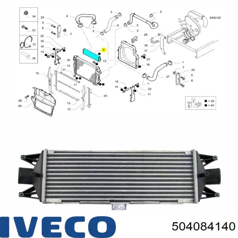 Система охолодження наддувочного повітря Iveco 504084140 ціна, від 104.23 USD