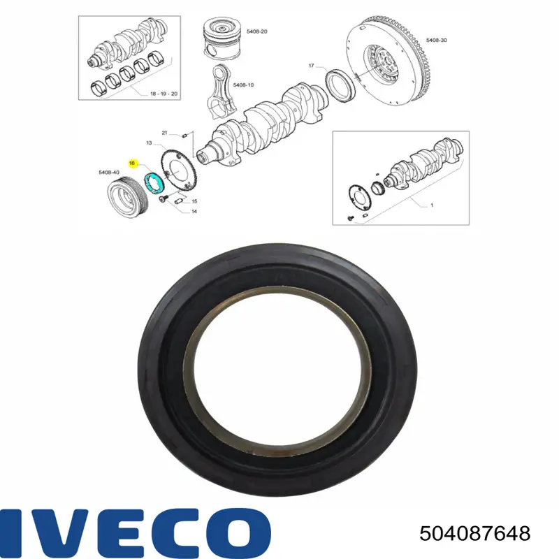 Сальник коленвала двигуна, передній Iveco 504087648 ціна, від 14.97 USD