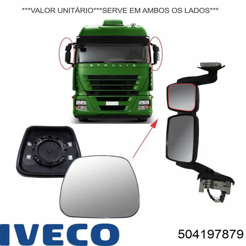 504197879 Iveco Дзеркальний елемент дзеркала заднього виду