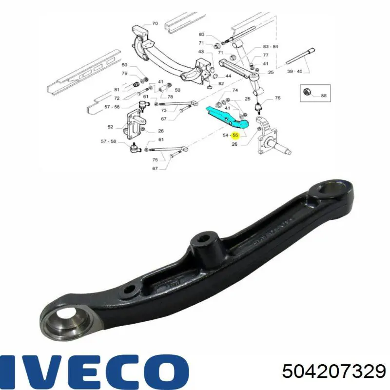 Важіль передньої підвіски нижній, правий 504207329 Iveco
