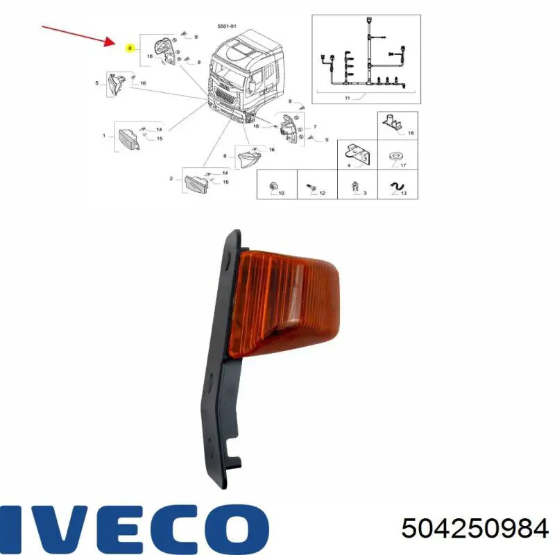 Купити 504250984 Iveco Габарит (покажчик повороту) в бампері, правий