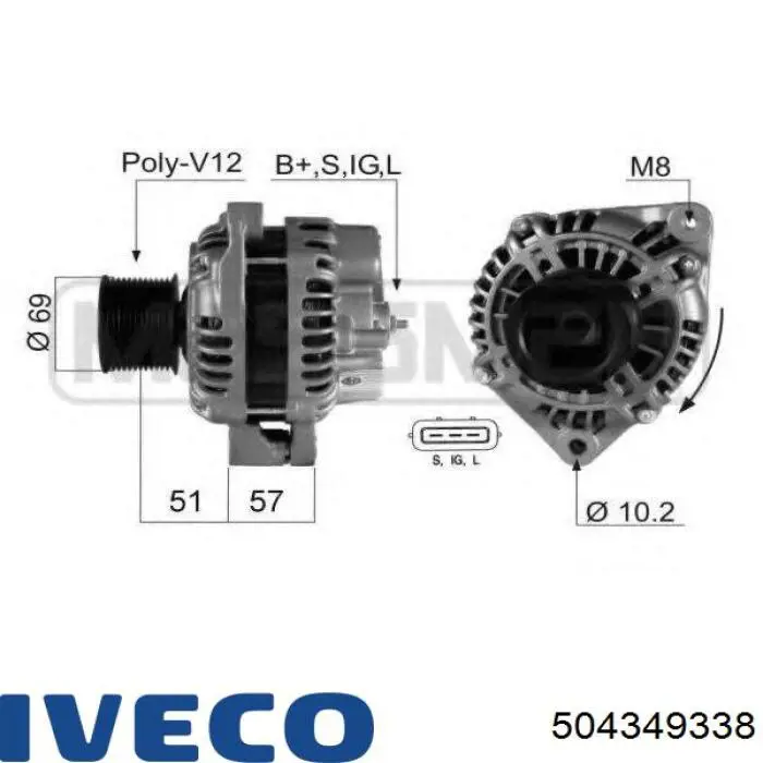 Генератор Iveco 504349338 ціна, від 169.57 USD