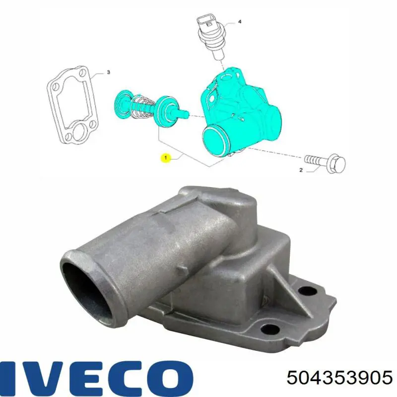 Купити 504353905 Iveco Термостат в корпусі