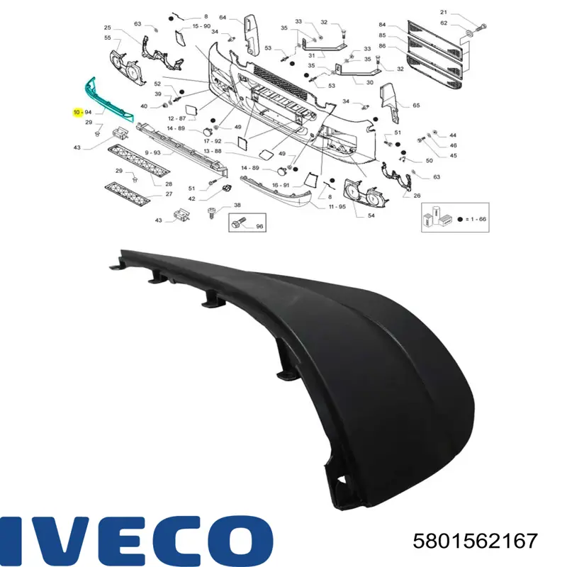 Спойлер переднього бампера, правий Pacol IVEFB014R ціна, від 9.68 USD