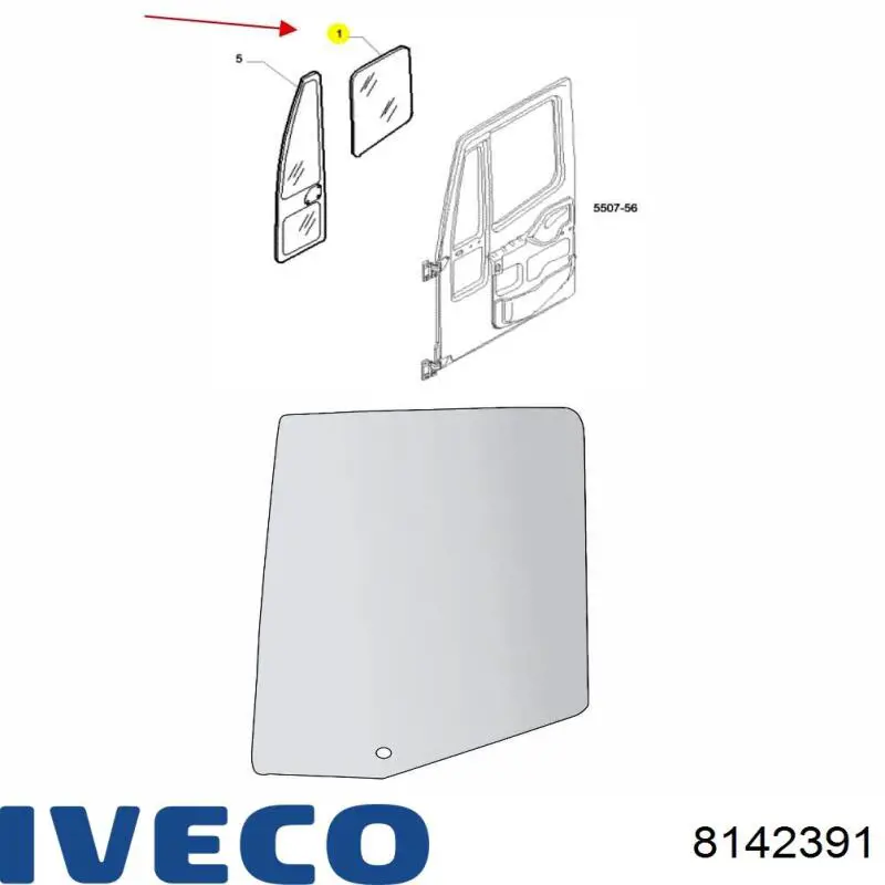 98407341 Iveco Скло передніх дверей, правих