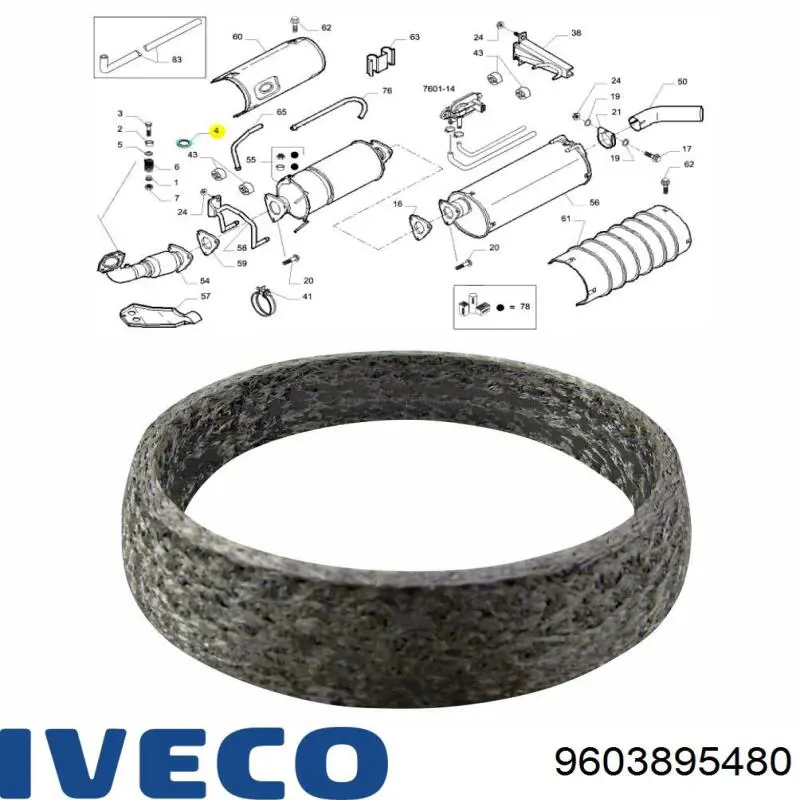 Кільце приймальної труби глушника 9603895480 Iveco