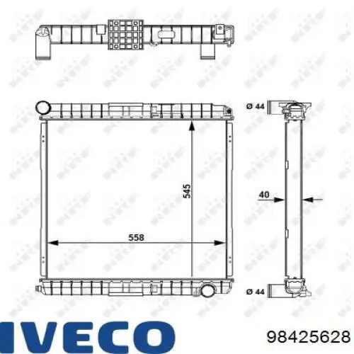 Радіатор охолодження двигуна 98425628 Iveco