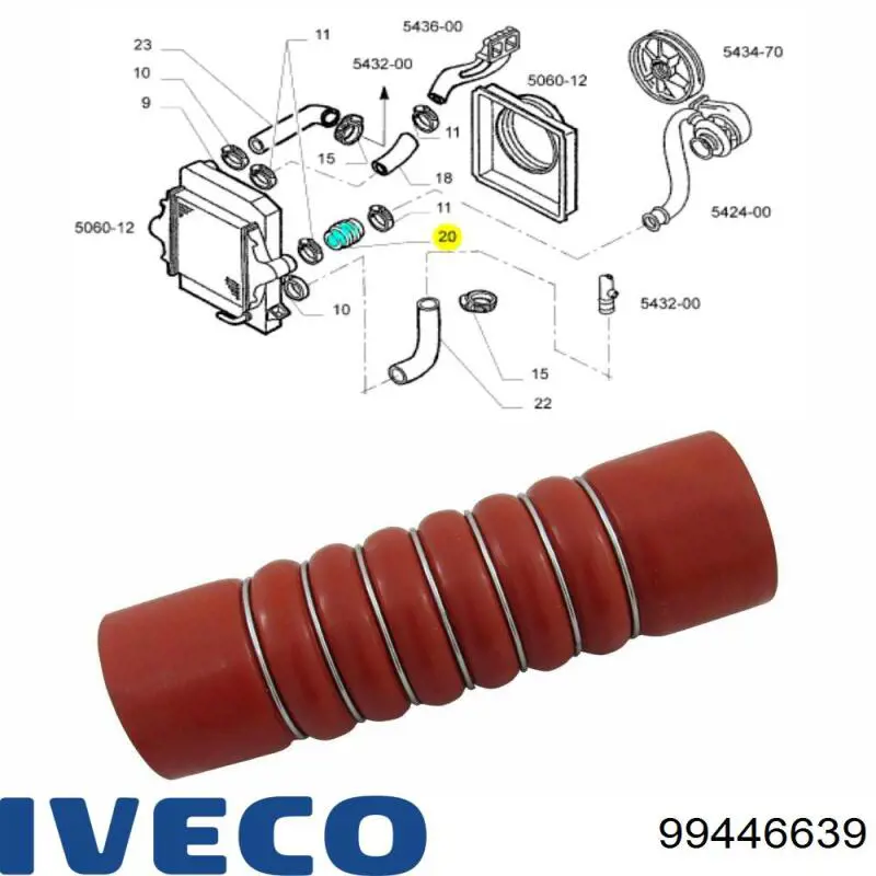 Шланг/патрубок інтеркуллера Iveco 99446639 ціна, від 20.00 USD