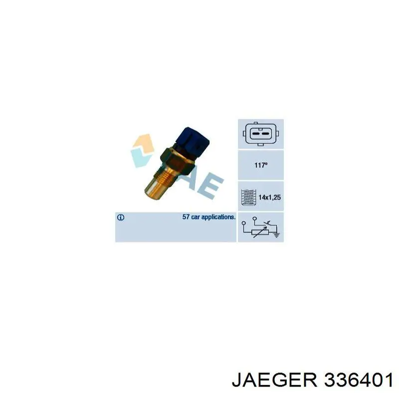 Датчик температури охолоджуючої рідини 336401 Jaeger