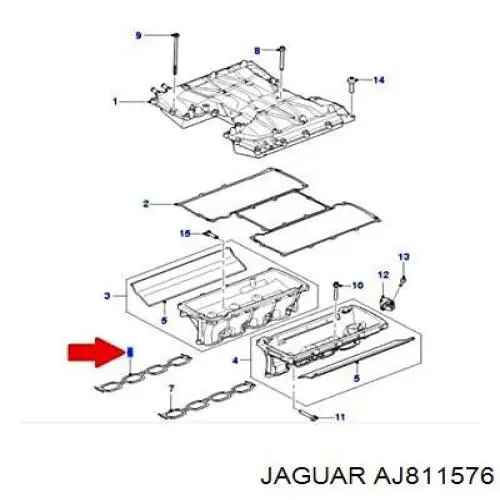 Прокладка впускного колектора, права Jaguar AJ811576 ціна, від 9.21 USD