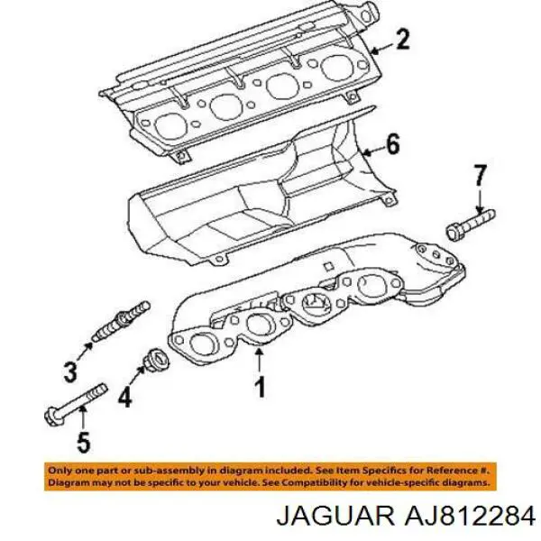 Прокладка випускного колектора, права AJ812284 Jaguar