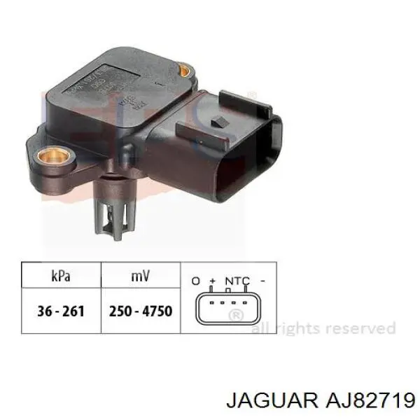 Датчик тиску наддуву (датчик нагнітання повітря в турбіну) AJ82719 Jaguar