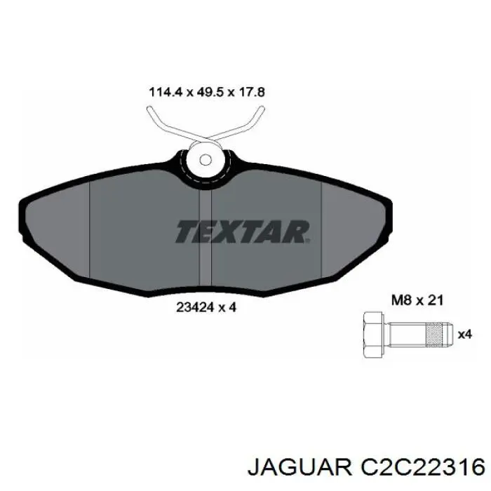 C2C22316 Jaguar Колодки гальмівні задні, дискові
