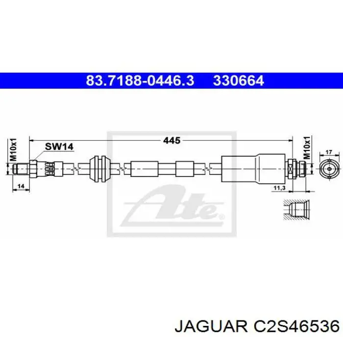 C2S46536 Jaguar Гнучка гальмівна трубка передня
