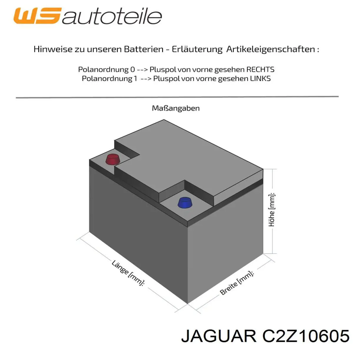 Купити Акумулятор Jaguar 95 А/г (C2Z10605)