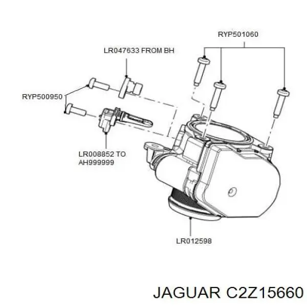 C2Z15660 Jaguar Дросільна заслінка в зборі