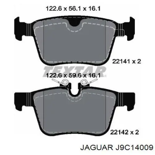 J9C14009 Jaguar Колодки гальмівні задні, дискові