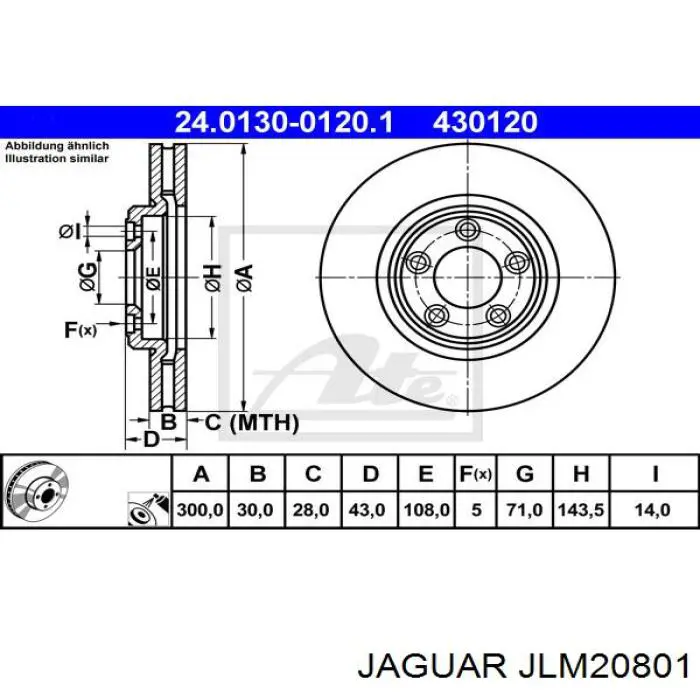 JLM20801 Jaguar Гальмо дискове переднє