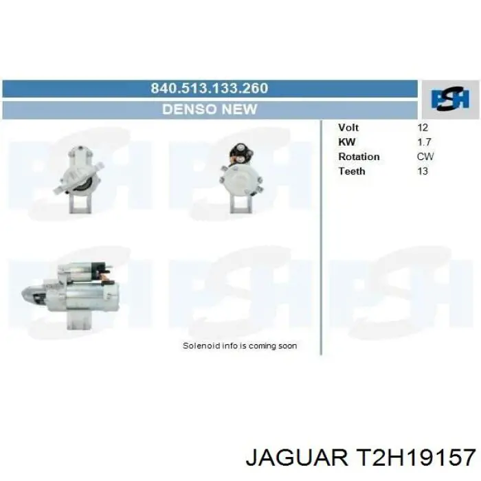 Стартер Jaguar T2H19157 ціна, від 135.86 USD