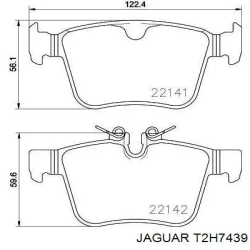 Задні гальмівні колодки Jaguar T2H7439 ціна, від 44.57 USD