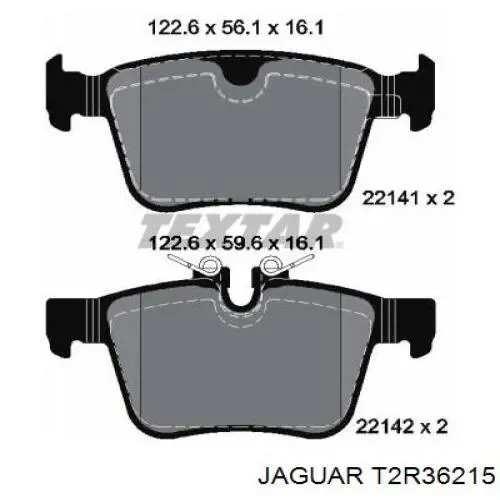 Задні гальмівні колодки T2R36215 Jaguar