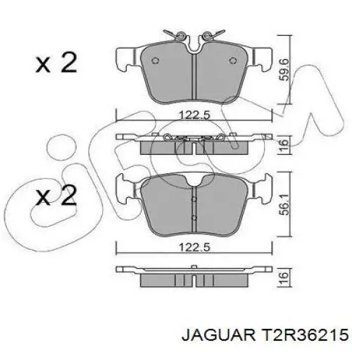 Задні гальмівні колодки Jaguar T2R36215 ціна, від 52.33 USD