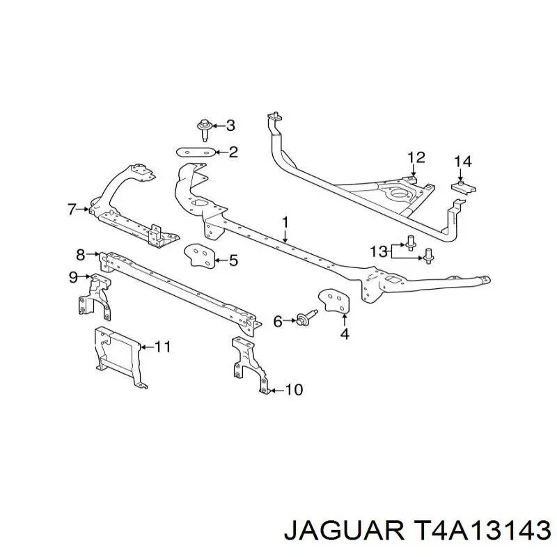 Супорт радіатора верхній/монтажна панель кріплення фар T4A3432 Jaguar