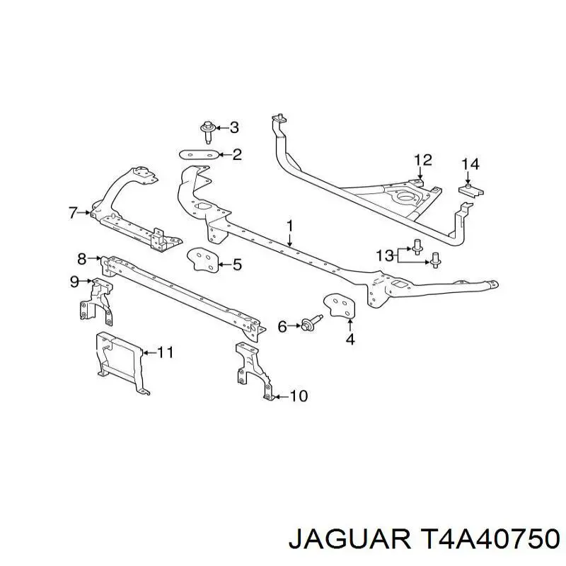 Купити T4A3432 Jaguar Супорт радіатора верхній/монтажна панель кріплення фар