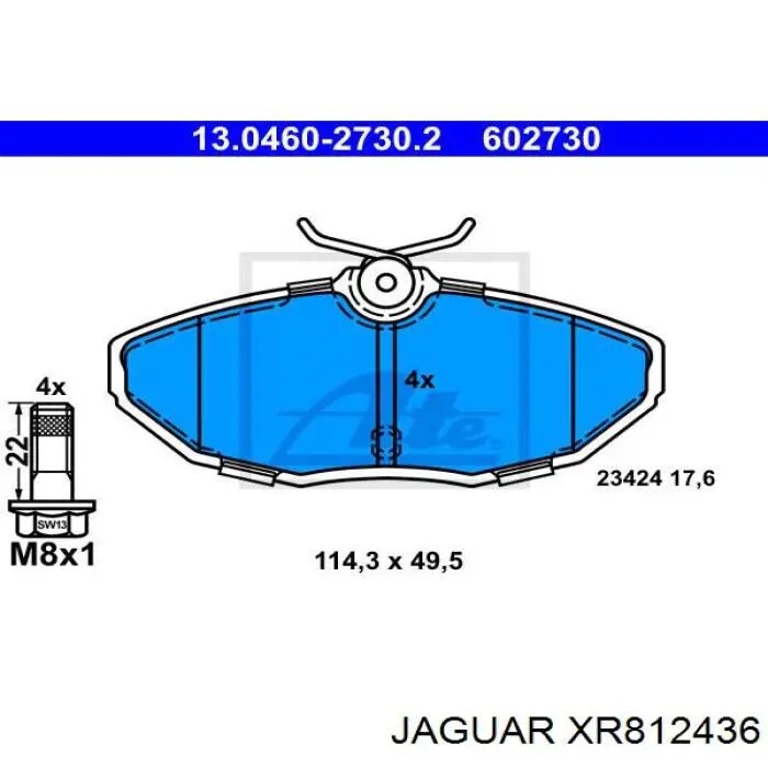 XR812436 Jaguar колодки гальмові задні, дискові