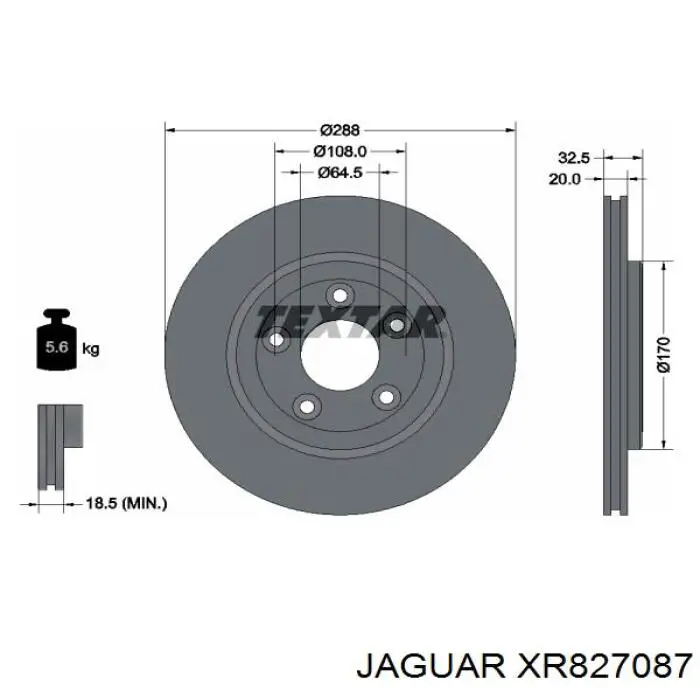 Задні дискові гальма Jaguar XR827087 ціна, від 54.34 USD