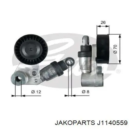 Натягувач приводного ременя Jakoparts J1140559 ціна, від 63.23 USD
