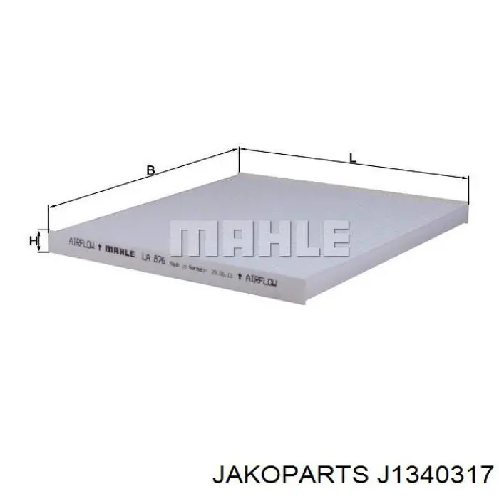 Купити J1340317 Jakoparts Фільтр салону вугільний