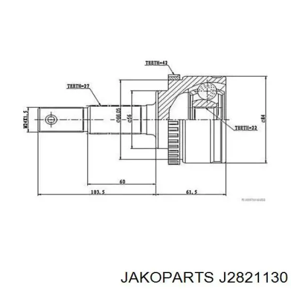 ШРУС зовнішній передній J2821130 Jakoparts