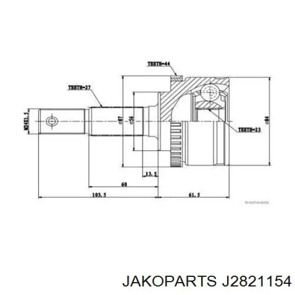ШРУС зовнішній передній J2821154 Jakoparts