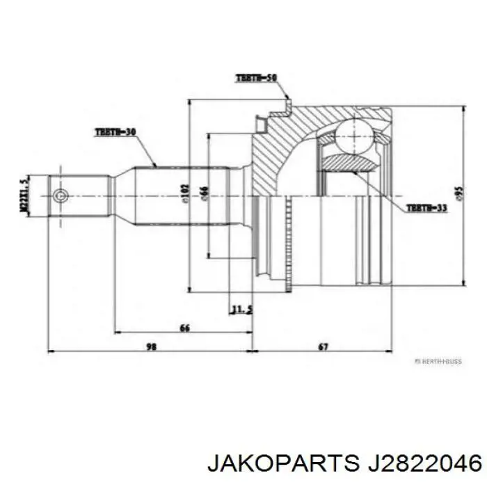 Купити J2822046 Jakoparts Шарнір приводу зовнішній