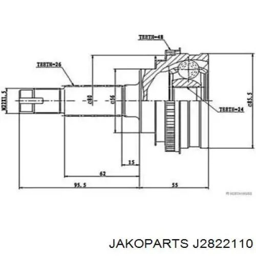 ШРУС зовнішній передній J2822110 Jakoparts