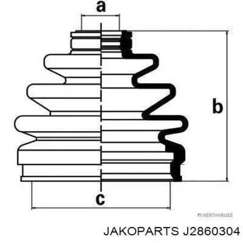 Пильник ШРУСа зовнішній, передній піввісі J2860304 Jakoparts