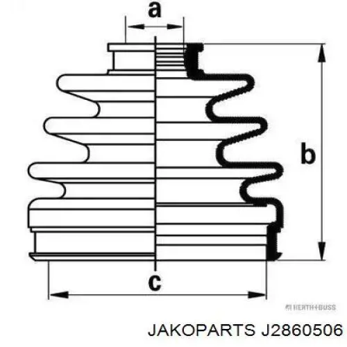 Купити J2860506 Jakoparts Пильник шарніра приводу