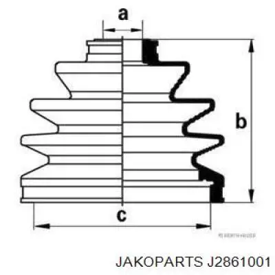 Пильник ШРУСа зовнішній, передній піввісі J2861001 Jakoparts