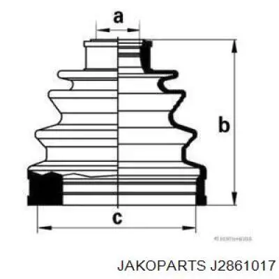 Пильник гранати внутрішній, передній півосі Jakoparts J2861017 ціна, від 18.22 USD