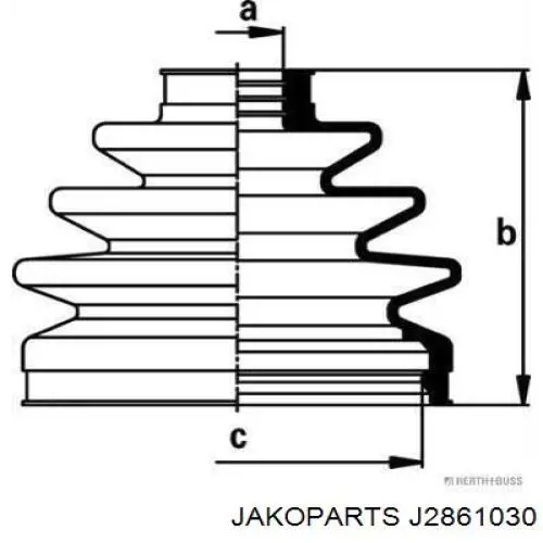 Пильник ШРУСа зовнішній, передній піввісі J2861030 Jakoparts