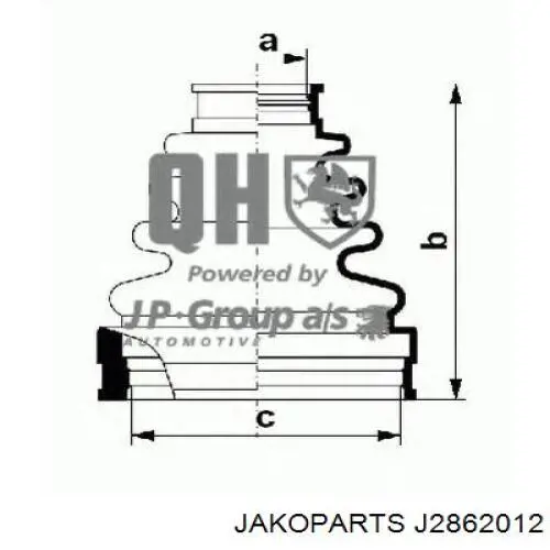 J2862012 Jakoparts Пильник шарніра кутових швидкостей зовнішній задній