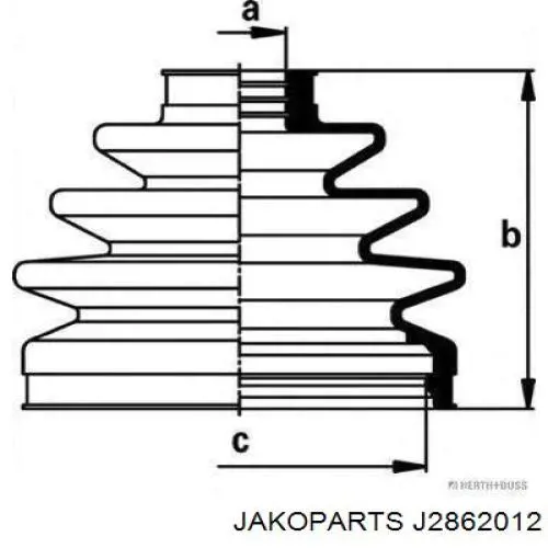 Пильник зовнішньої гранати, задньої півосі Jakoparts J2862012 ціна, від 11.69 USD
