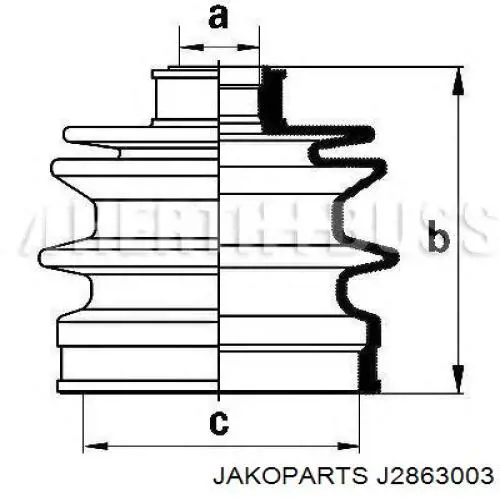 J2863003 Jakoparts пильник шруса зовнішній, передній піввісі