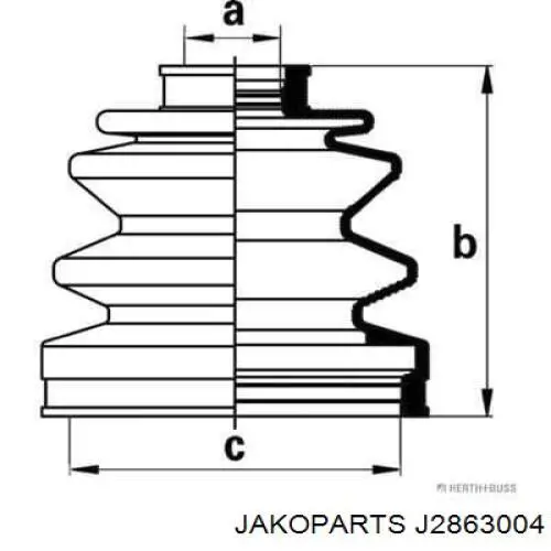 J2863004 Jakoparts пильник шруса зовнішній, передній піввісі