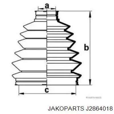 Пильник шарніра кутових швидкостей зовнішній передній Jakoparts J2864018 ціна, від 11.99 USD