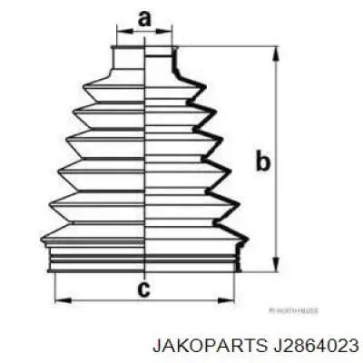 Пильник шарніра кутових швидкостей зовнішній передній Jakoparts J2864023 ціна, від 10.23 USD