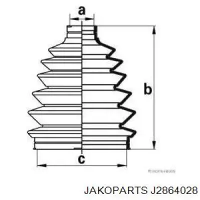 J2864028 Jakoparts пильник шруса зовнішній, передній піввісі